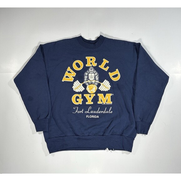 Vintage World Gym Gorilla Bodybuilding Crewneck Sweatshirt Men Large Florida 90s